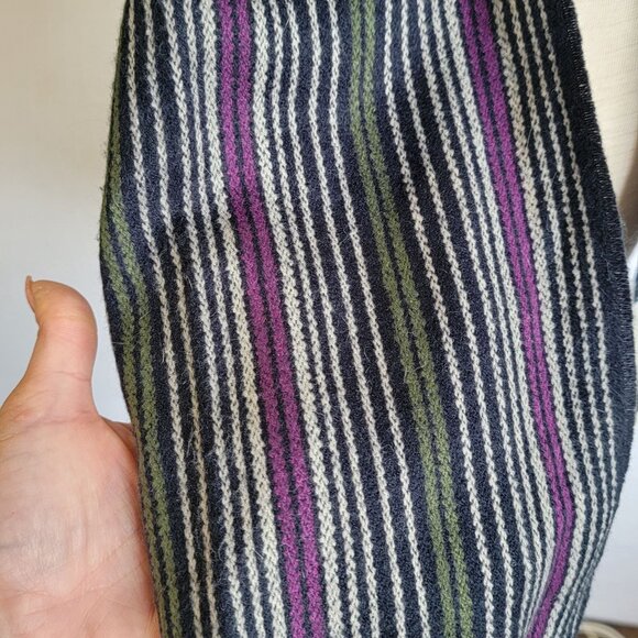 Vintage Scarf Cashmere Touch Striped Fringe Layering - Picture 7 of 7